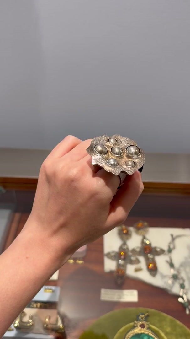 Organic silvery  ring with spheres — vidéo