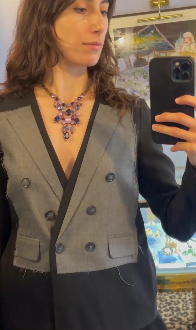 1960s Bronze-Tone Purple Rhinestone Statement Necklace — vidéo