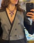 1960s Bronze-Tone Purple Rhinestone Statement Necklace — vidéo